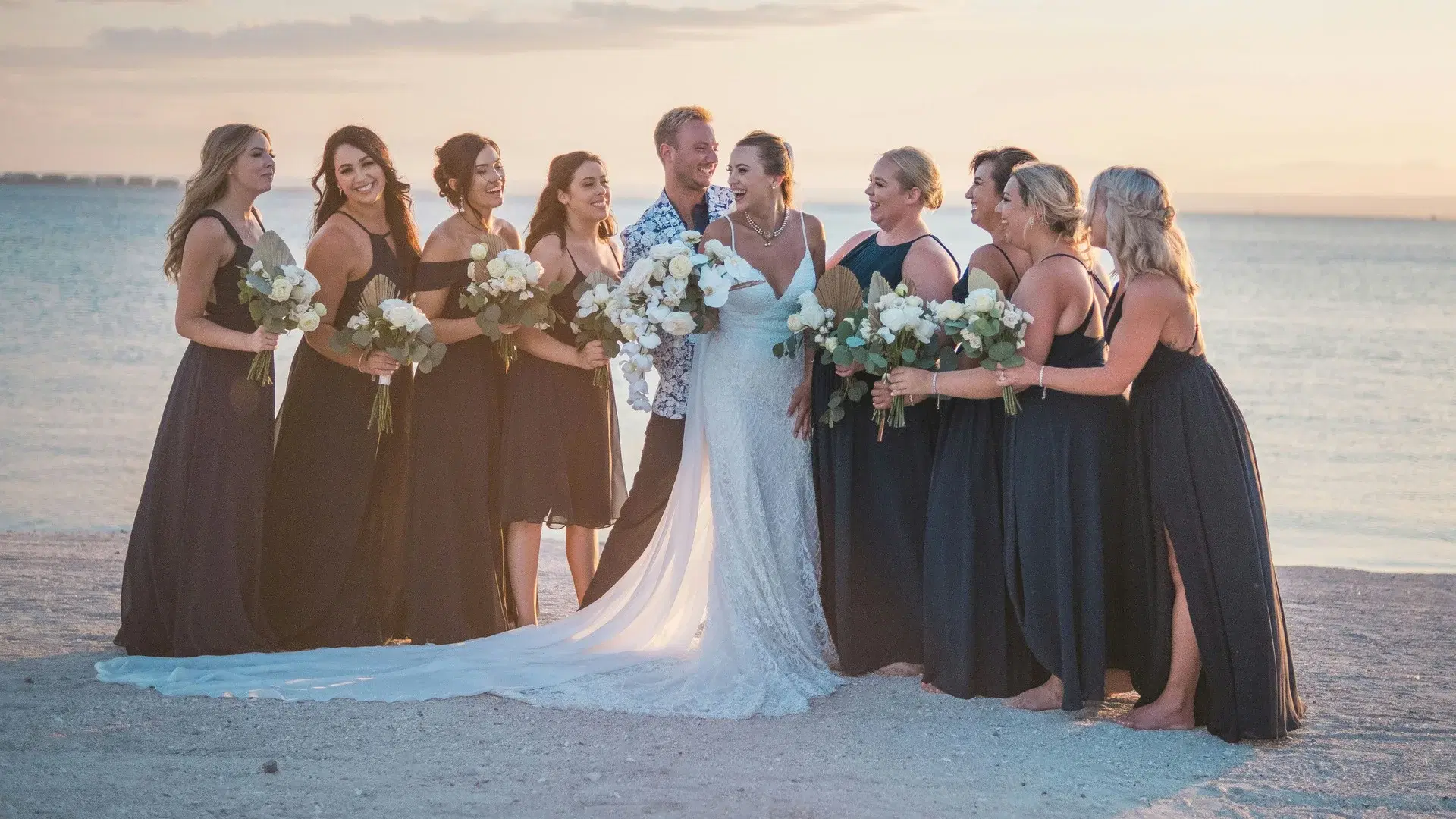 Wedding party on beach